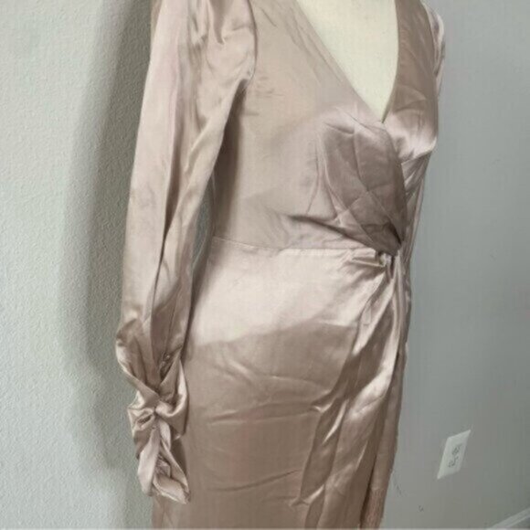 NWT Cinq A Sept Page Fringe Trim Silk Midi Wrap Dress - Picture 10 of 15